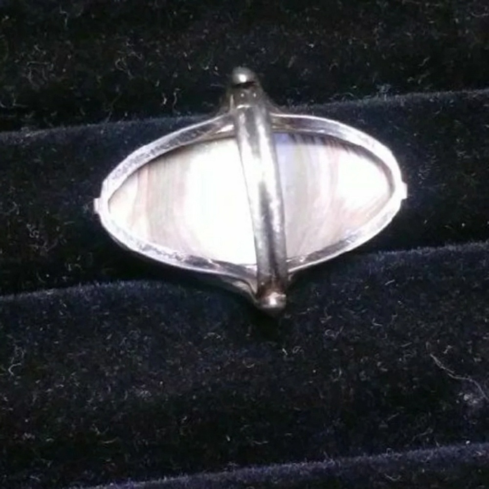 VINTAGE STERLING SILVER ABALONE RING - Picture 4 of 7